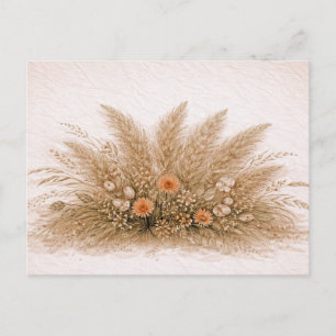 Postal Arreglo de flores silvestres y hierba de Pampas bo