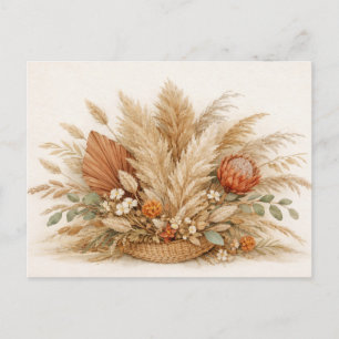 Postal Arreglo floral neutral de hierba de Pampas boho