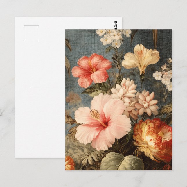 Postal Arreglo Floral Vintage Vibrante (Anverso / Reverso)