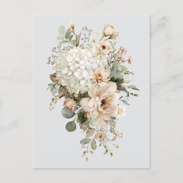 Postal Arreglos de Flores de Marfil Sticker – Floral Eleg (Anverso)