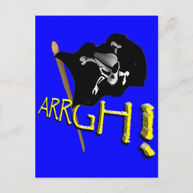 Postal ¡ARRGH! Ondeando la bandera pirata de Jolly Roger (Anverso)