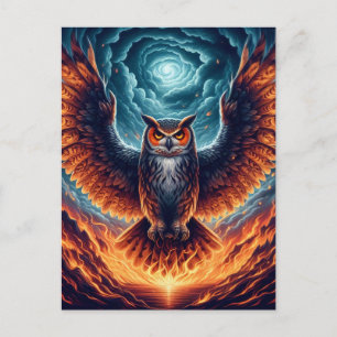 Postal Arriba y abajo - Arte de búho sabio