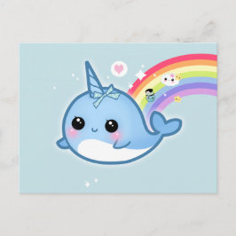 Postal Arroyo cute kawaii con arcoiris y estrellas brilla