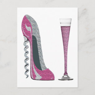 Postal Arroyo rosado y plateado de chirrido Stiletto Art