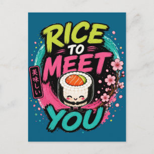 Postal Arroz para Conocerte – Diseño de Sushi Kawaii Lind