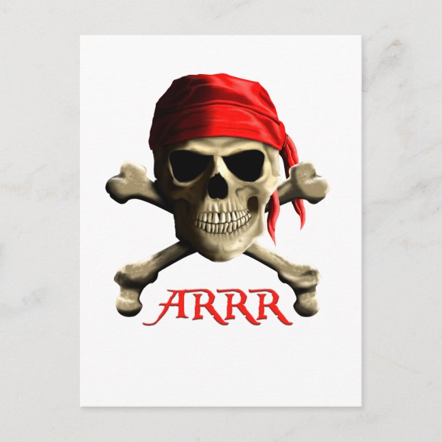 Postal ARRR Habla Como Un Pirata Jolly Roger (Anverso)