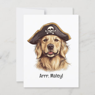 Postal Arrr Matey Pirate Golden Retriever Dog Skull
