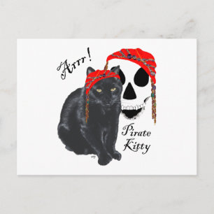 Postal ¡Arrrr! Gata Pirata Gato Negro