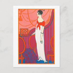 Postal Art Deco 7 de color rojo