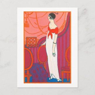 Postal Art Deco 7 de color rojo