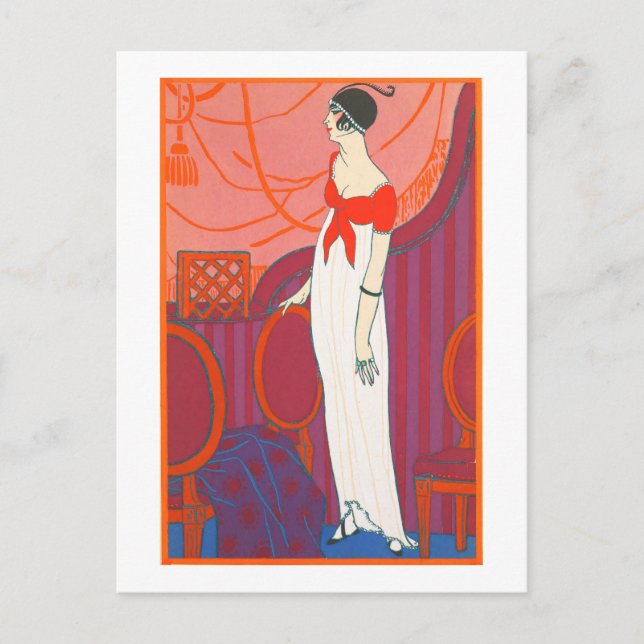 Postal Art Deco 7 de color rojo (Anverso)