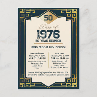 Postal Art Deco Class of 1976 50 Year High School Reunion