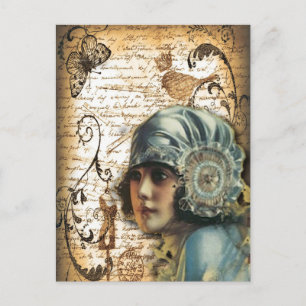 Postal Art Deco Gatsby Chica Paris Moda