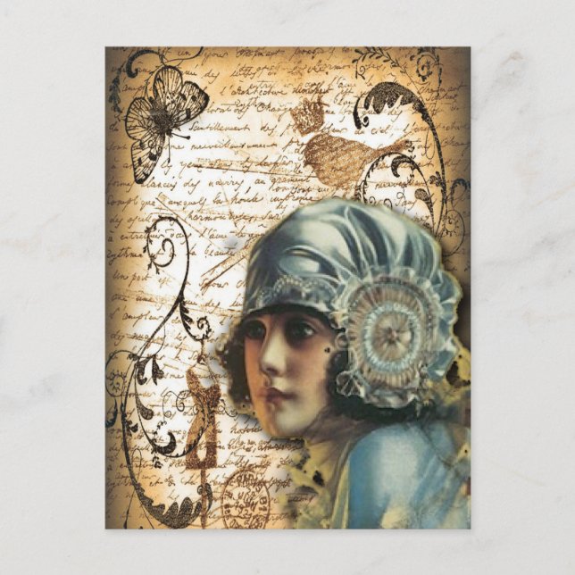 Postal Art Deco Gatsby Chica Paris Moda (Anverso)
