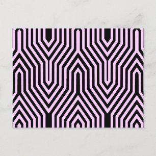 Postal Art Deco Geométrico - negro y rosa