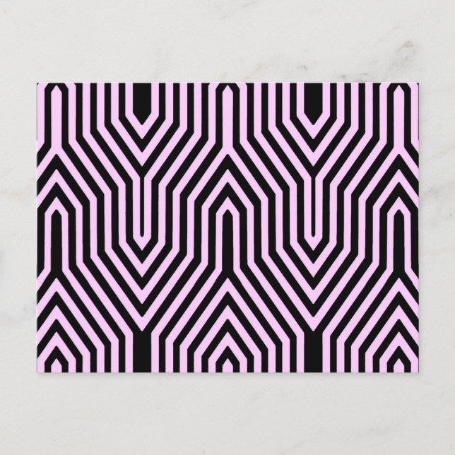 Postal Art Deco Geométrico - negro y rosa (Anverso)
