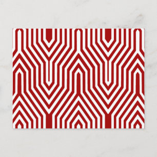 Postal Art Deco Geométrico - rojo oscuro y blanco