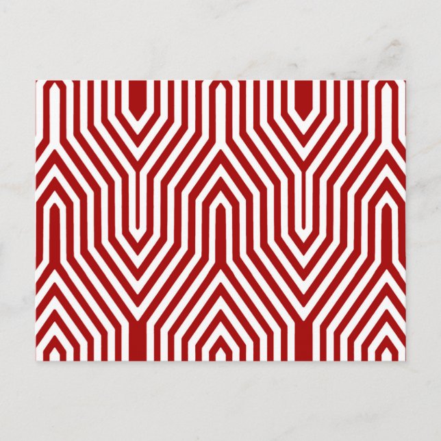 Postal Art Deco Geométrico - rojo oscuro y blanco (Anverso)