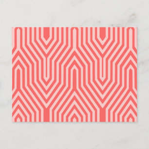 Postal Art Deco Geométrico - rosa coral y rosa concha