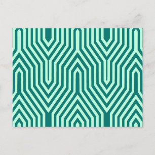 Postal Art Deco Geométrico - turquesa y agua