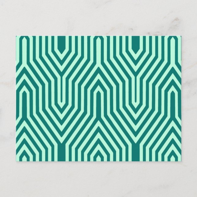 Postal Art Deco Geométrico - turquesa y agua (Anverso)