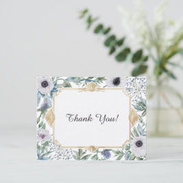 Postal Art Deco Gold Frame Botanical Thank You