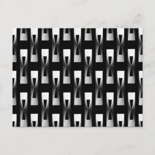 Postal Art Deco Metálico Geométrico - Plata y Negro