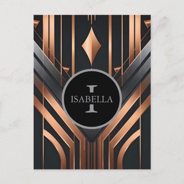 Postal Art Deco Monogram Circle Name Design (Anverso)