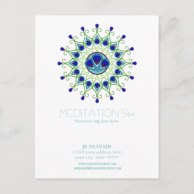 Postal Art Deco Nouveau Peacock Feather Moderno Business (Anverso)