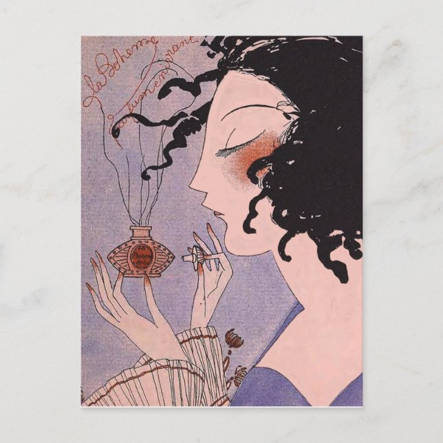 Postal Art Deco Parfum Francés Ad Postcard (Anverso)
