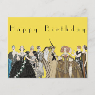 Postal Art Deco parisino vintage, cumpleaños de George Ba