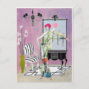 Postal Art Deco - Pintura original