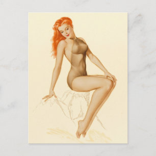 Postal Art Deco Redhead Pin Up