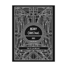 Art deco retro negro y blanco Feliz Navidad