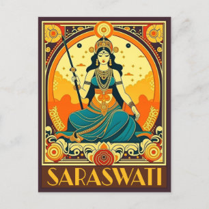 Postal Art Deco Saraswati