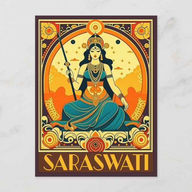 Postal Art Deco Saraswati (Anverso)