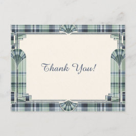 Postal Art Deco Tartan Thank You 