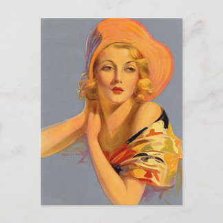 Postal Art Decó Vintage Pin Up Chica Art