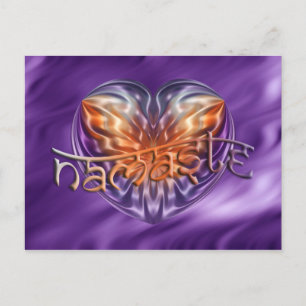 Postal ART Heart NAMASTE   oleadas de lila