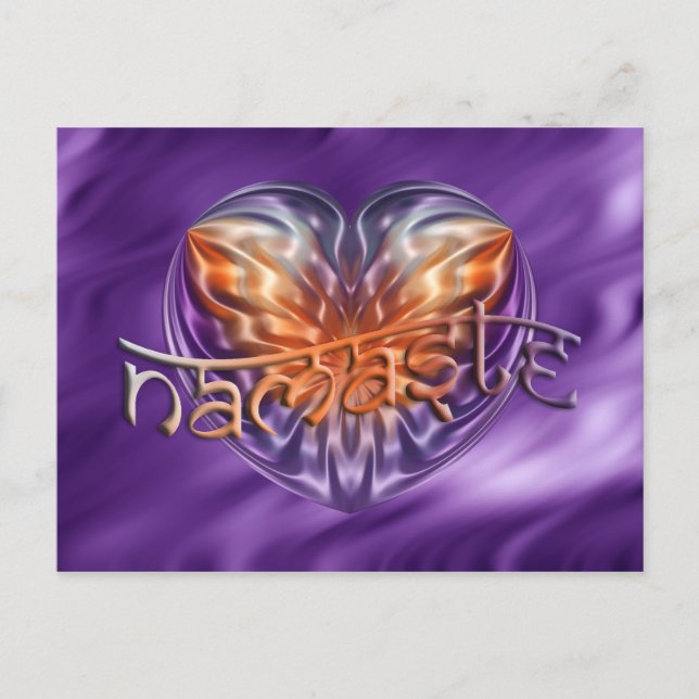 Postal ART Heart NAMASTE | oleadas de lila (Anverso)