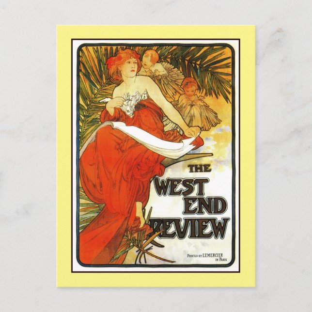 Postal Art Nouveau Alfons Mucha, anuncio de la revista br (Anverso)