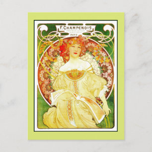 Postal Art Nouveau Alfons Mucha, edición de París