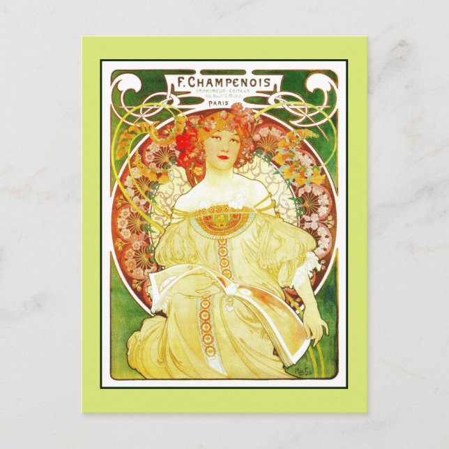 Postal Art Nouveau Alfons Mucha, edición de París (Anverso)