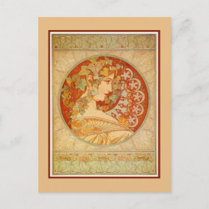 Postal Art Nouveau Alfons Mucha, modelo Ivy