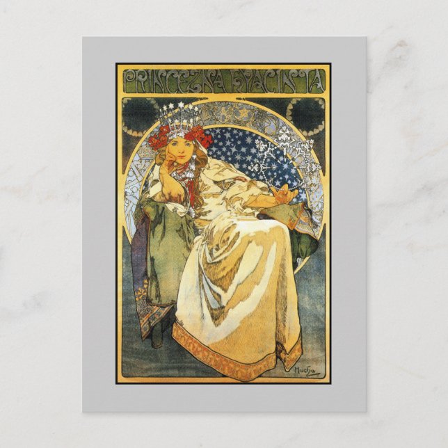 Postal Art Nouveau Alfons Mucha Princesa Hyacinth (Anverso)
