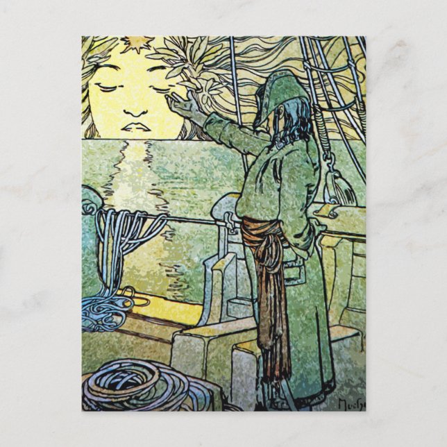 Postal Art Nouveau: Alphonse Mucha - Sun (Anverso)