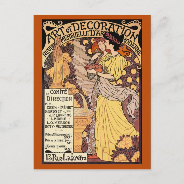 Postal Art Nouveau: Arte y Decoración (Anverso)