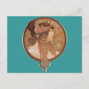 Postal Art Nouveau - Cabeza bizantina, La Brunette