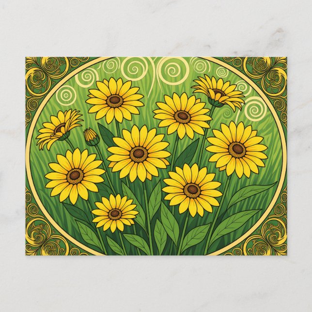 Postal Art Nouveau Daisies (Anverso)