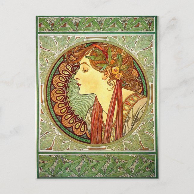 Postal Art Nouveau de Alphonse Mucha (Anverso)